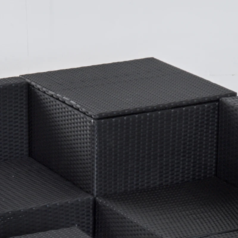 Outsunny Rattan Corner Sofa Set - Black