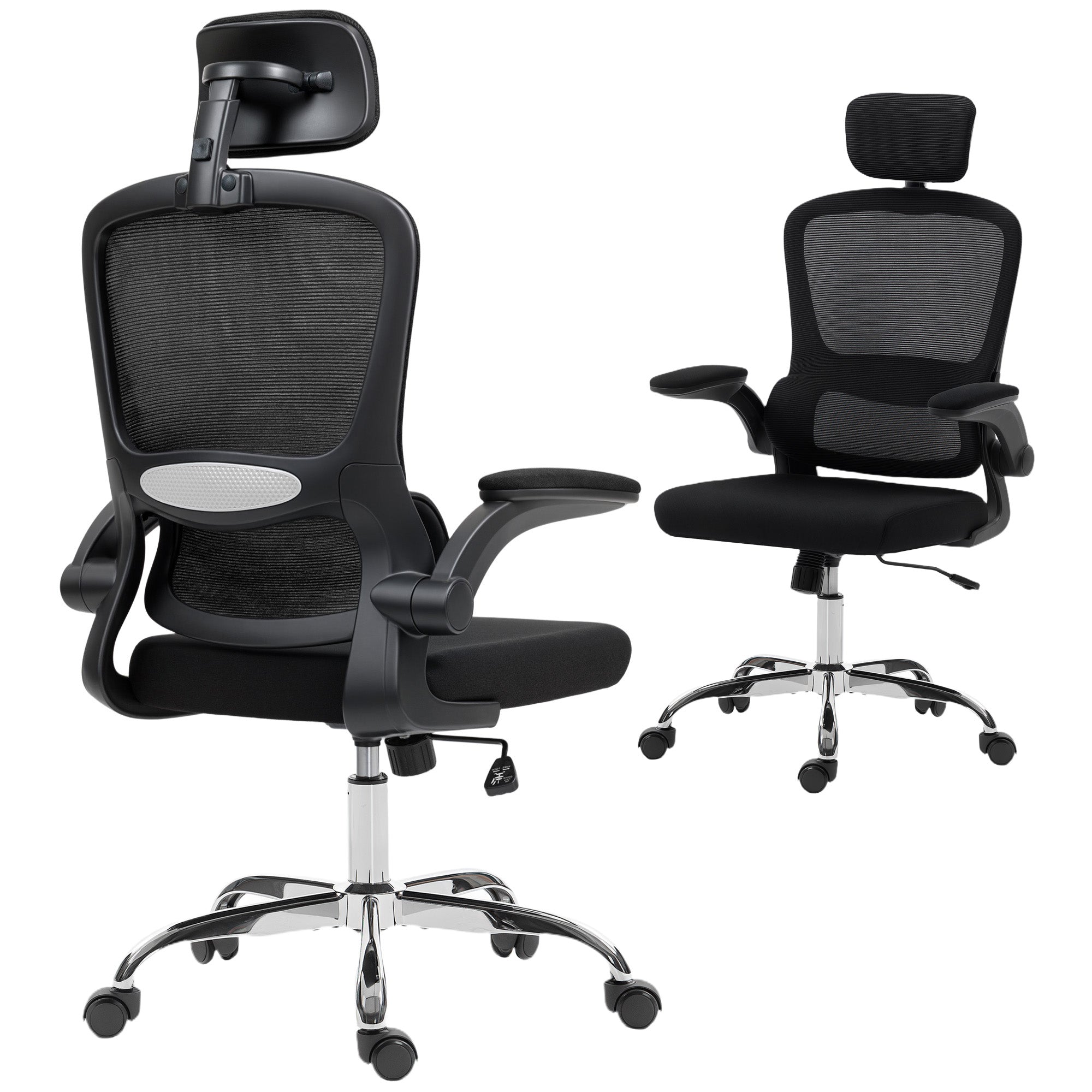 HOMCOM High Back Mesh Computer Desk Chair With Lumbar Support, Black