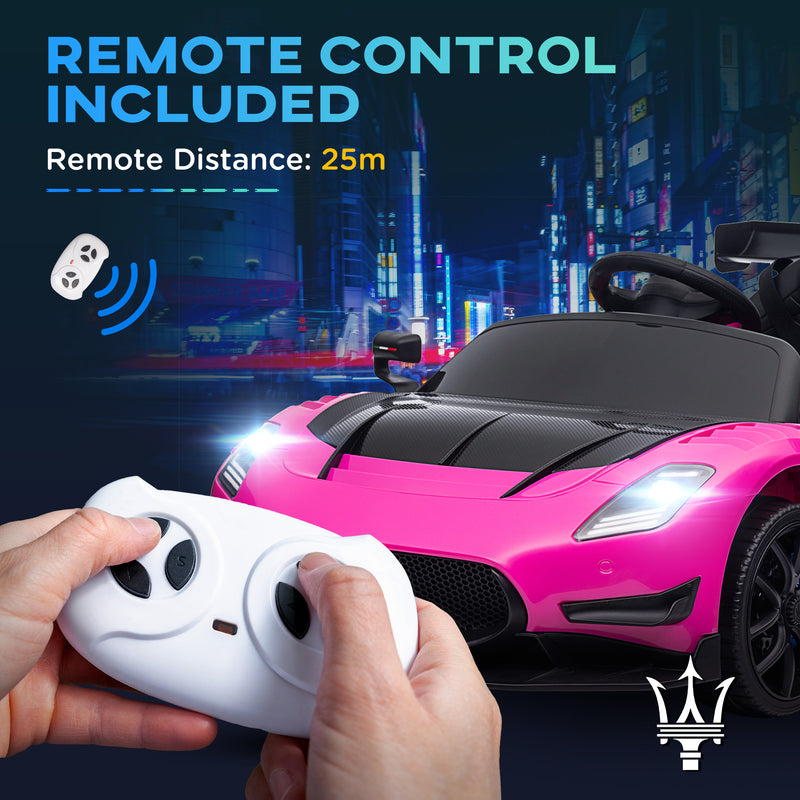 AIYAPLAY Maserati GT2 Licensed 12V Electric Ride On Car W/ Remote - Grey/Pink/White