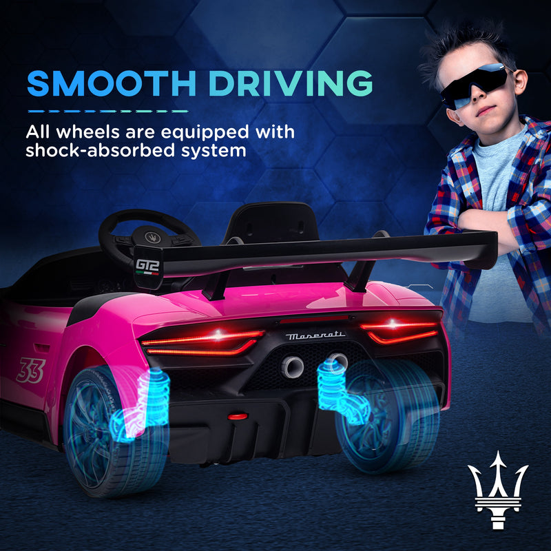 AIYAPLAY Maserati GT2 Licensed 12V Electric Ride On Car W/ Remote - Grey/Pink/White