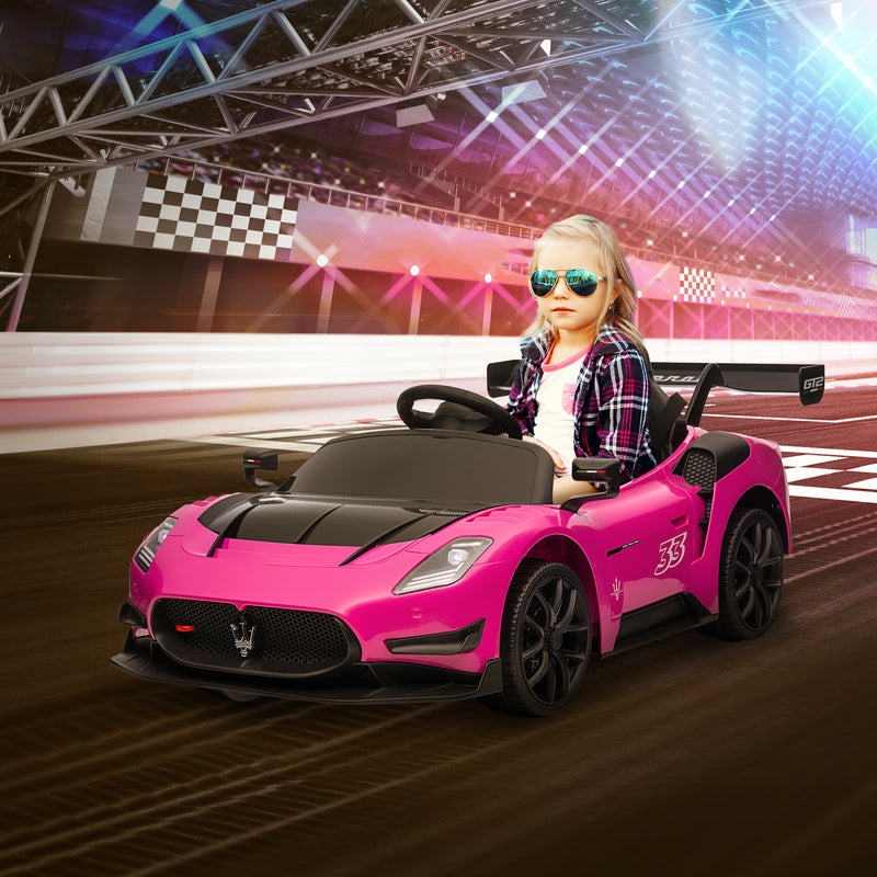 AIYAPLAY Maserati GT2 Licensed 12V Electric Ride On Car W/ Remote - Grey/Pink/White