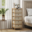 HOMCOM Chest of Drawers, 5 Drawers Dresser with Bamboo Frame, Cream White