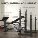 SPORTNOW Folding Weight Bench with 2 Barbell Rack and Preacher Curl Bench