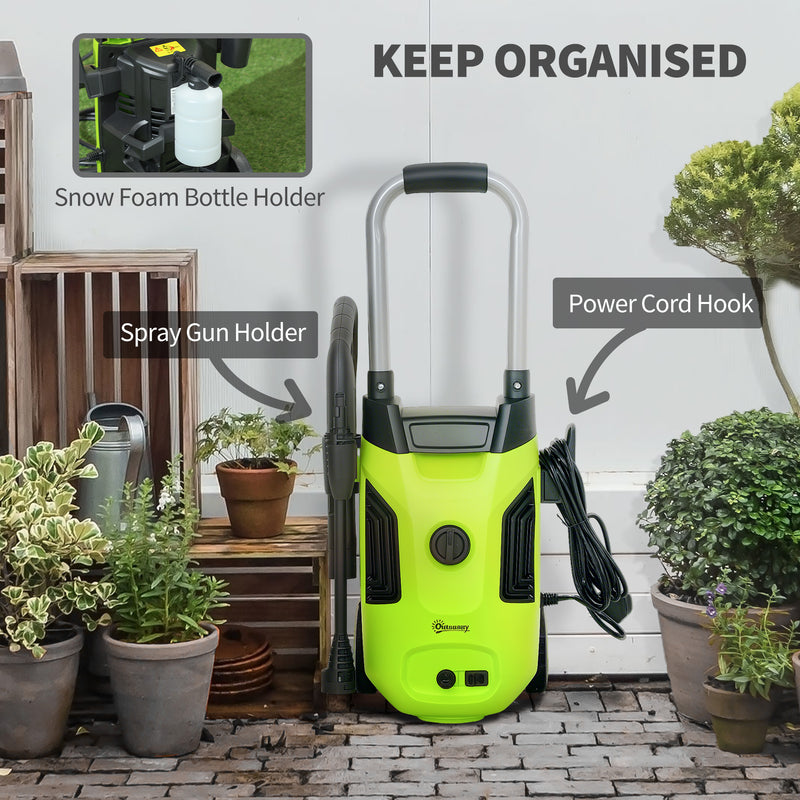 Outsunny 1800W Power Washer 150 Bar Pressure With Adjustable Nozzle