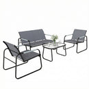 Outsunny Garden Sofa Set With Loveseat, 2 Armchairs, Tempered Glass Table