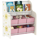 AIYAPLAY Kids Storage Unit with 6 Fabric Drawers & 2-Tier Sling Rack, Pink