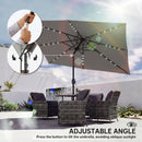 Outsunny 3 x 2 m Garden Parasol Umbrella with Light, Outdoor Patio Umbrella