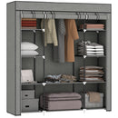 HOMCOM Fabric Wardrobe with 10 Shelves, Foldable Closet Dark Grey