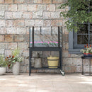 Outsunny Mobile Raised Garden Bed with Greenhouse Cover Bottom Shelf Dark Grey
