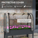 Outsunny Mobile Raised Garden Bed with Greenhouse Cover Bottom Shelf Dark Grey
