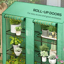 Outsunny Mini Green House with 3 Tier Shelves, 151H x 143W x 46Dcm, Green
