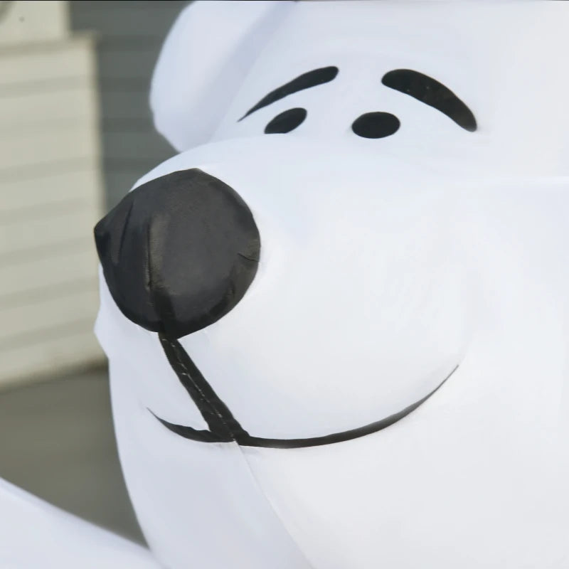 HOMCOM Christmas Time 6ft Inflatable Bear Decoration W/LED Lights, Polyester-Multicolour