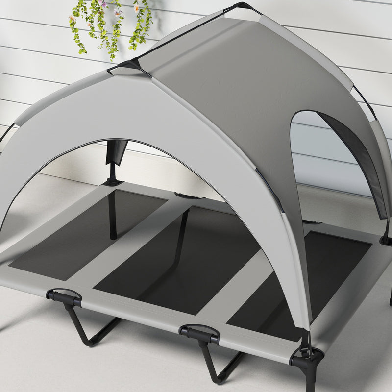 PawHut Cooling Raised Dog Bed w/ Breathable Mesh, Light Grey
