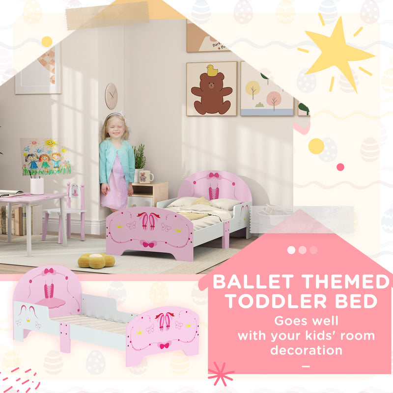 AIYAPLAY Ballet Theme Toddler Bed Frame with Safety Rails, for 3-6 Years