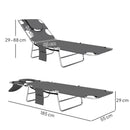 Outsunny Foldable Sun Lounger 5 Level Adjustable Reclining Chair Dark Grey