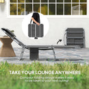 Outsunny Foldable Sun Lounger 5 Level Adjustable Reclining Chair Dark Grey