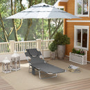 Outsunny Foldable Sun Lounger 5 Level Adjustable Reclining Chair Dark Grey