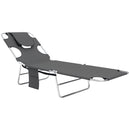 Outsunny Foldable Sun Lounger 5 Level Adjustable Reclining Chair Dark Grey