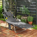 Outsunny Foldable Sun Lounger 5 Level Adjustable Reclining Chair Dark Grey