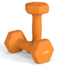 SPORTNOW Set of 2 Hexagonal Dumbbells Weights Pair, 2 x 1.5kg, Orange