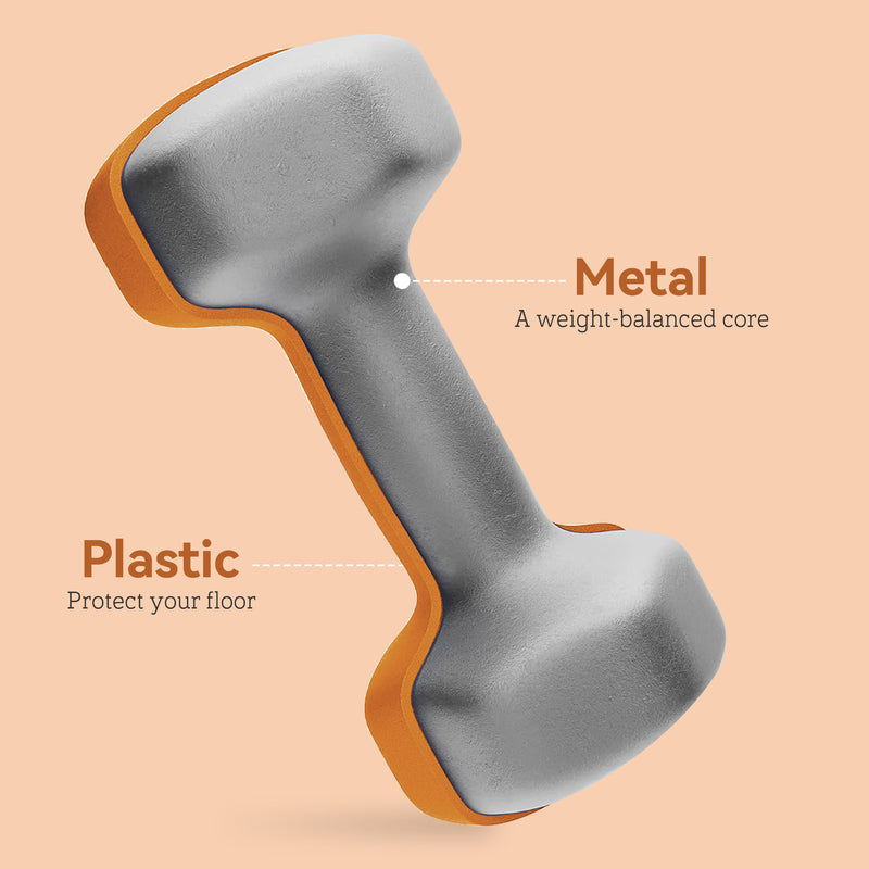SPORTNOW Set of 2 Hexagonal Dumbbells Weights Pair, 2 x 1.5kg, Orange