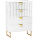 HOMCOM Chest of Drawers with 4 Drawers, Modern Dresser for Bedroom, White