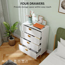 HOMCOM Chest of Drawers with 4 Drawers, Modern Dresser for Bedroom, White