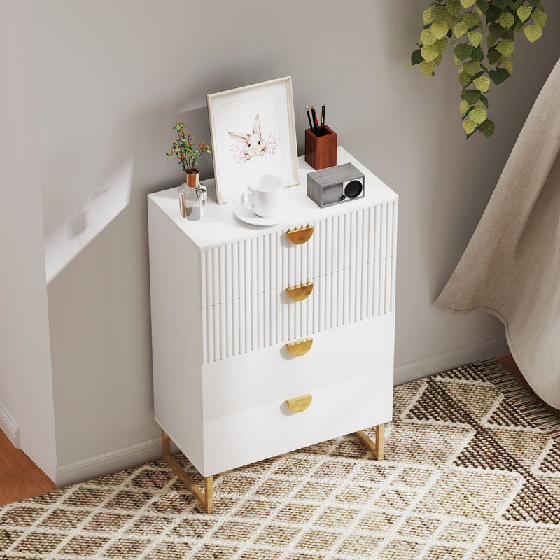 HOMCOM Chest of Drawers with 4 Drawers, Modern Dresser for Bedroom, White