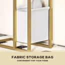 HOMCOM C Shaped Side Table, Faux Marble Bedside Table with Charging Station