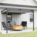 Outsunny 3 x 3(m) Outdoor Pergola Retractable Canopy Wall Mounted, Grey