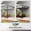 Outsunny 3 x 3(m) Outdoor Pergola Retractable Canopy Wall Mounted, Grey