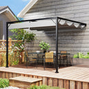 Outsunny 3 x 3(m) Outdoor Pergola Retractable Canopy Wall Mounted, Grey