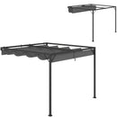 Outsunny 3 x 3(m) Outdoor Pergola Retractable Canopy Wall Mounted, Grey