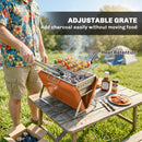Outsunny Charcoal BBQ Grill Portable with Tilting Grate Orange