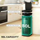 HOMCOM 50L Sensor Bin, Touchless Kitchen Bin, Battery Operated, Dark Green