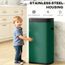 HOMCOM 50L Sensor Bin, Touchless Kitchen Bin, Battery Operated, Dark Green