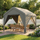 Outsunny 3 X 3 M Outdoor Patio Gazebo With Netting And Curtains, Dark Grey