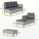 Outsunny L Shaped Garden Conversation Chaise Lounge Furniture