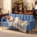 HOMCOM Modern 3 Seater Sofa with Hidden Storage and Rubber Wood Legs, Blue