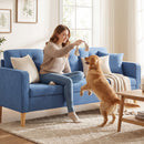 HOMCOM Modern 3 Seater Sofa with Hidden Storage and Rubber Wood Legs, Blue