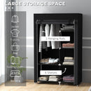 HOMCOM Fabric Wardrobe W/ Shelves Hanging Rail Foldable Closets Black