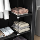 HOMCOM Fabric Wardrobe W/ Shelves Hanging Rail Foldable Closets Black