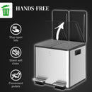 HOMCOM Dual Kitchen Bin Pedal Bin for Recycling and Waste, Silver Tone