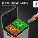 HOMCOM Dual Kitchen Bin Pedal Bin for Recycling and Waste, Silver Tone
