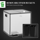 HOMCOM Dual Kitchen Bin Pedal Bin for Recycling and Waste, Silver Tone