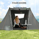 Outsunny 3 Man Camping Tent With 2 Bedrooms, 3000mm Waterproof - Dark Grey/Green
