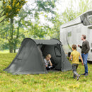 Outsunny 3 Man Camping Tent With 2 Bedrooms, 3000mm Waterproof - Dark Grey/Green