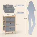 HOMCOM Chest of Drawers, 3 Drawers Dresser with Bamboo Frame, Light Grey