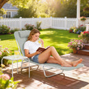 Outsunny Sun Lounger Foldable Reclining Chair with Headrest Light Grey