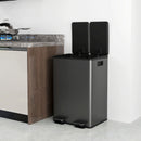 HOMCOM 2 x 28L Dual Kitchen Bin Pedal Bin for Recycling and Waste, Black